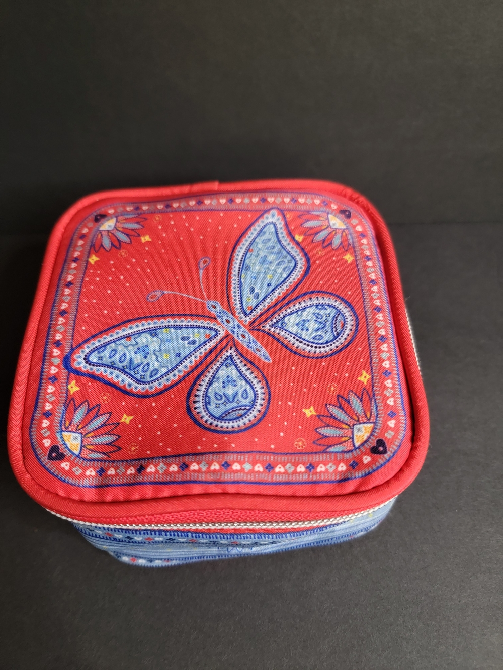Brighton Bandana Love Jewelry Case with Blue Butterfly Accent